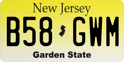 NJ license plate B58GWM