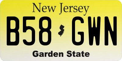 NJ license plate B58GWN