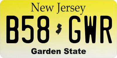 NJ license plate B58GWR