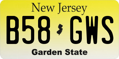 NJ license plate B58GWS