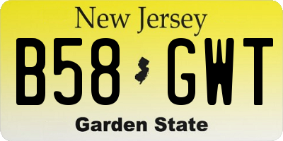 NJ license plate B58GWT