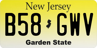 NJ license plate B58GWV