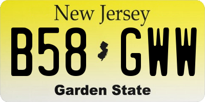 NJ license plate B58GWW