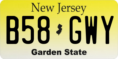 NJ license plate B58GWY