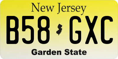 NJ license plate B58GXC