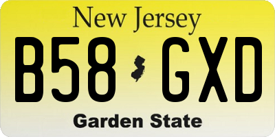 NJ license plate B58GXD