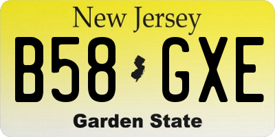 NJ license plate B58GXE