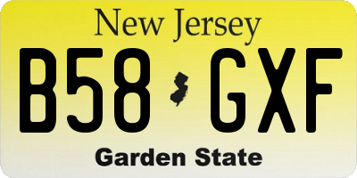 NJ license plate B58GXF