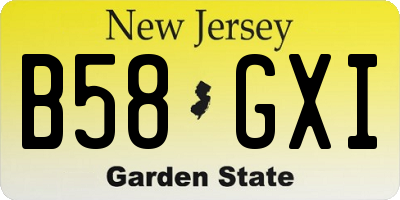 NJ license plate B58GXI