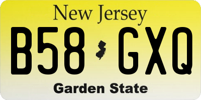 NJ license plate B58GXQ