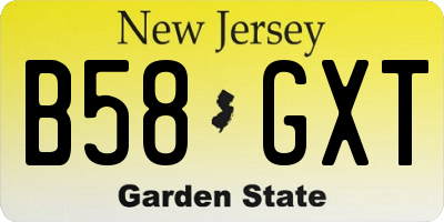 NJ license plate B58GXT