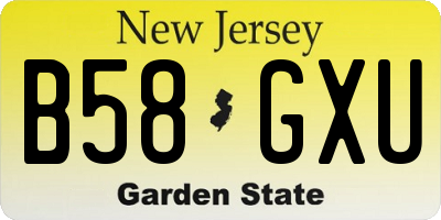 NJ license plate B58GXU