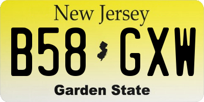 NJ license plate B58GXW