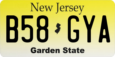 NJ license plate B58GYA