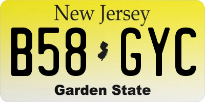 NJ license plate B58GYC