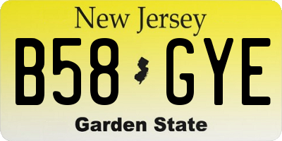 NJ license plate B58GYE