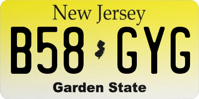 NJ license plate B58GYG