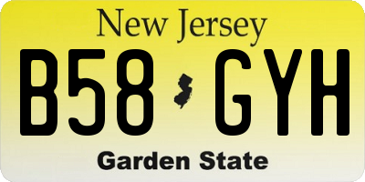 NJ license plate B58GYH