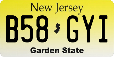 NJ license plate B58GYI