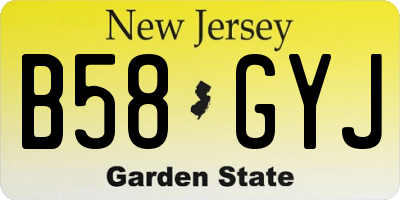 NJ license plate B58GYJ