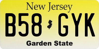 NJ license plate B58GYK