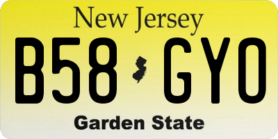 NJ license plate B58GYO