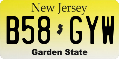 NJ license plate B58GYW