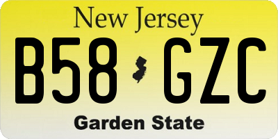 NJ license plate B58GZC