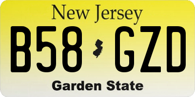 NJ license plate B58GZD