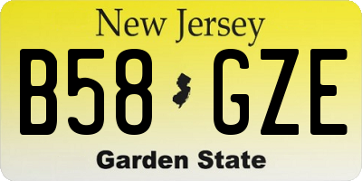 NJ license plate B58GZE