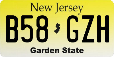 NJ license plate B58GZH
