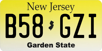 NJ license plate B58GZI