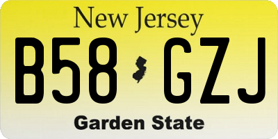 NJ license plate B58GZJ