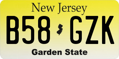 NJ license plate B58GZK