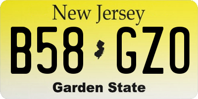 NJ license plate B58GZO