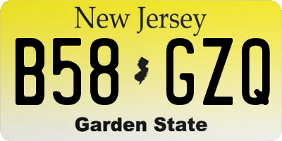 NJ license plate B58GZQ