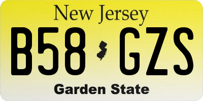 NJ license plate B58GZS