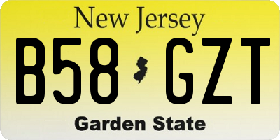 NJ license plate B58GZT