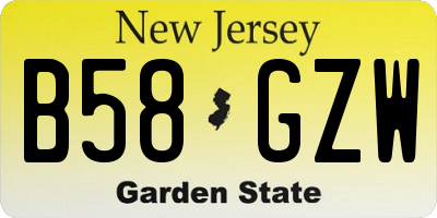 NJ license plate B58GZW