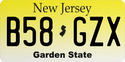 NJ license plate B58GZX