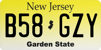 NJ license plate B58GZY