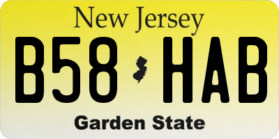 NJ license plate B58HAB