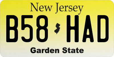 NJ license plate B58HAD