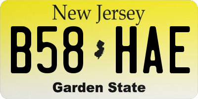 NJ license plate B58HAE