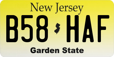 NJ license plate B58HAF