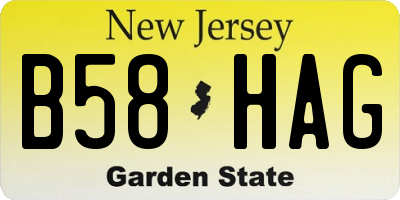 NJ license plate B58HAG