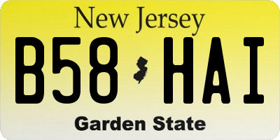 NJ license plate B58HAI