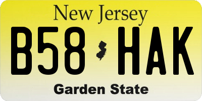 NJ license plate B58HAK
