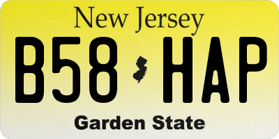 NJ license plate B58HAP