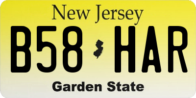 NJ license plate B58HAR